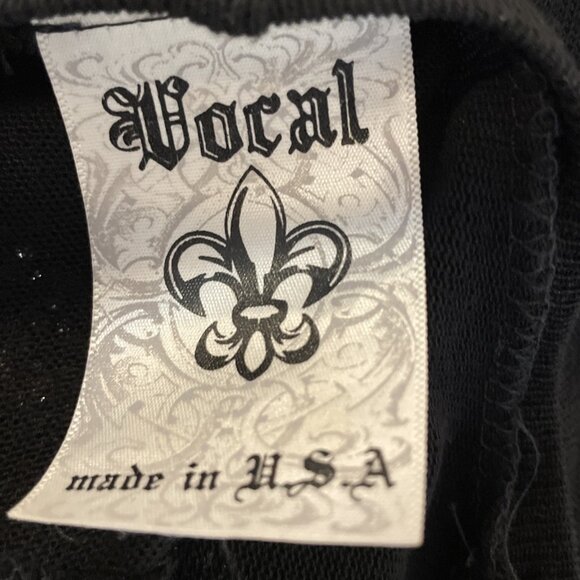 Vintage Y2K Vocal Womens Small Black Duster Cardigan Long Sleeve Rhinestone - Picture 5 of 7